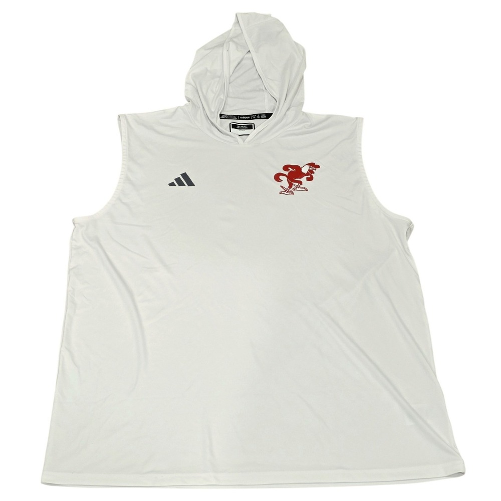 Adidas Sleeveless Hooded Training Shirt Mens 2XL White Player ID Rooster Logo